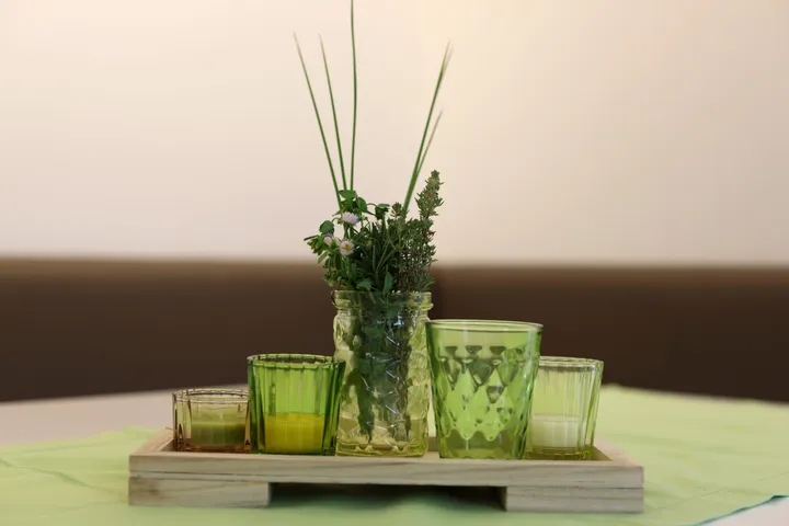 Lovingly set dining table with fresh decoration